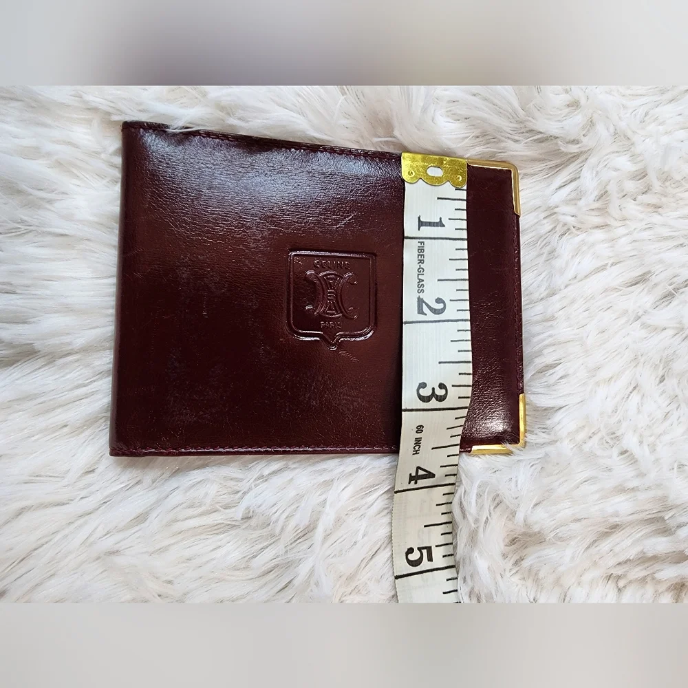 CELINE Burgundy/Red Leather Wallet with Gold Accents - Picture 12 of 15
